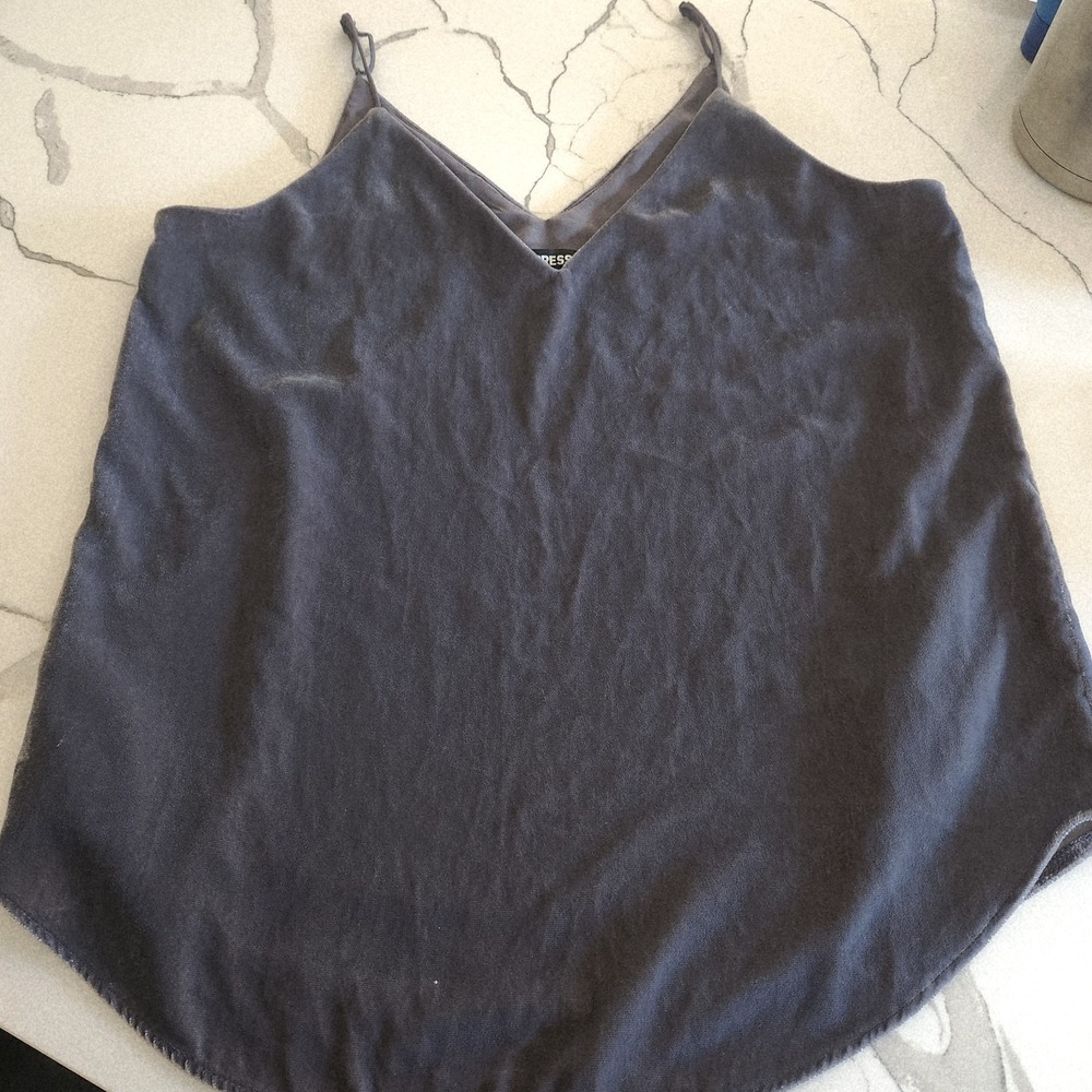 Express Velvet Spaghetti Tank Top Womens Sz S Gray/purple V-Neck Cami - Picture 6 of 6